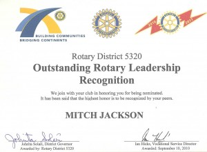 Jon Mitchell Jackson Nominated for 2010 “Business Rotarian of the Year” Award!