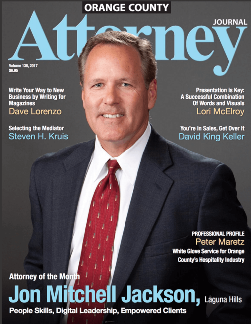 Mitch Jackson on Orange County Attorney Magazine Cover